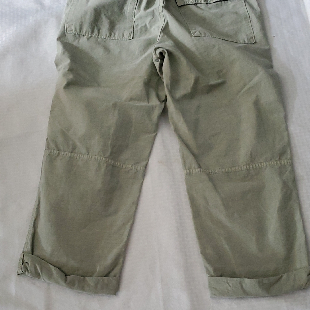 Everlane Green  Cropped Organic And Linen Blend  Pants with Relaxed Fit Sz 33 - Picture 7 of 12